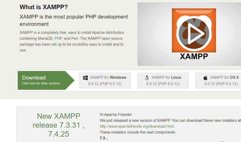 Downloading XAMPP